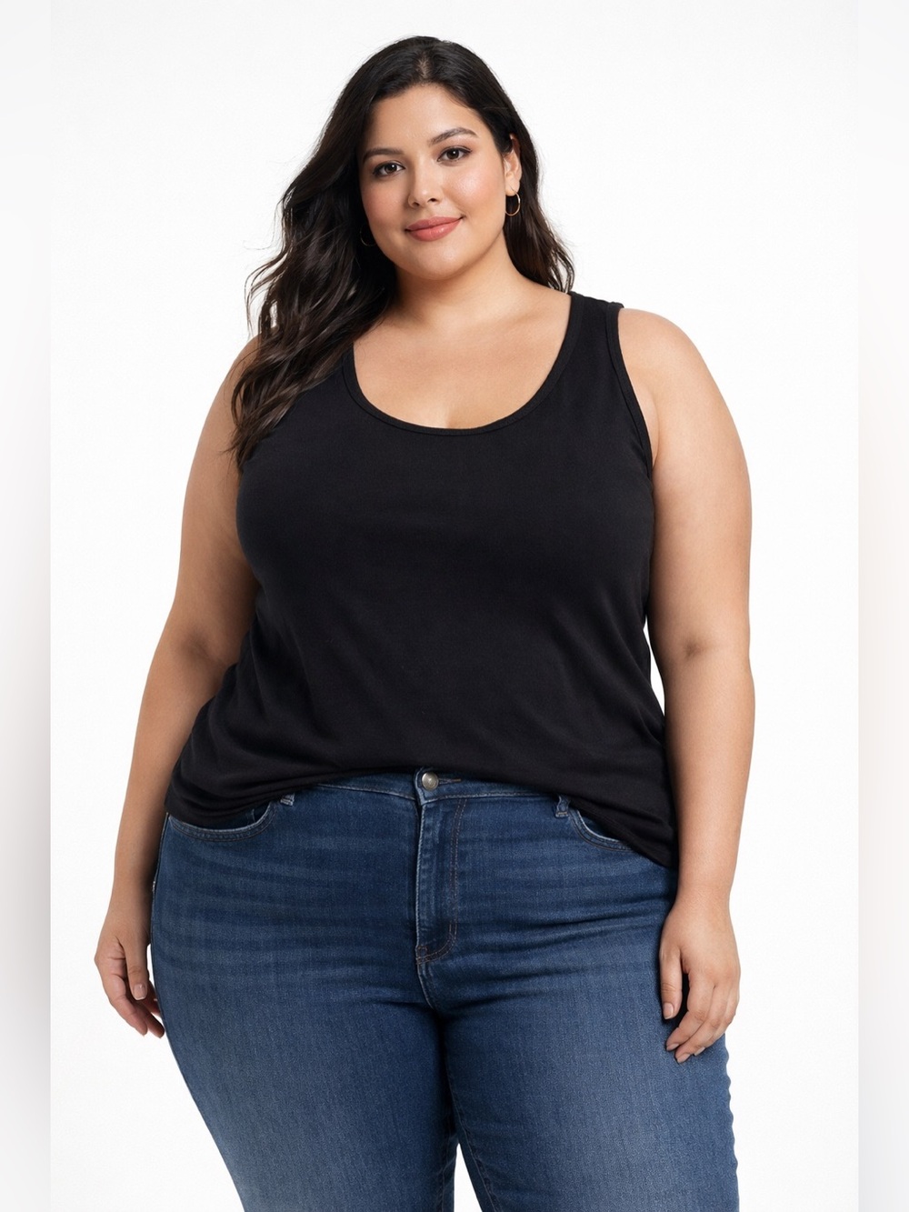 Terra & Sky Women’s Scoop Neckline Ribbed Tank Top in Classic Black Sz 2X